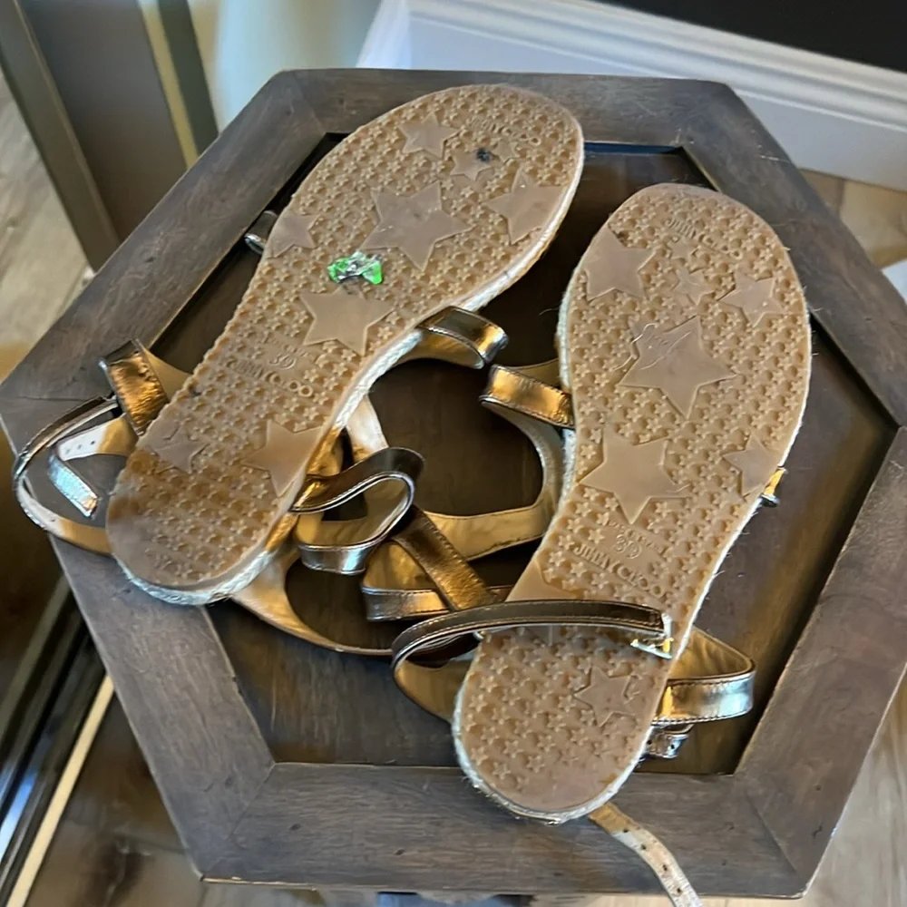 🛑 1 hour sale. Jimmy Choo, size 39EU, Metallic Espadrille Gladiator Sandals - Picture 14 of 14